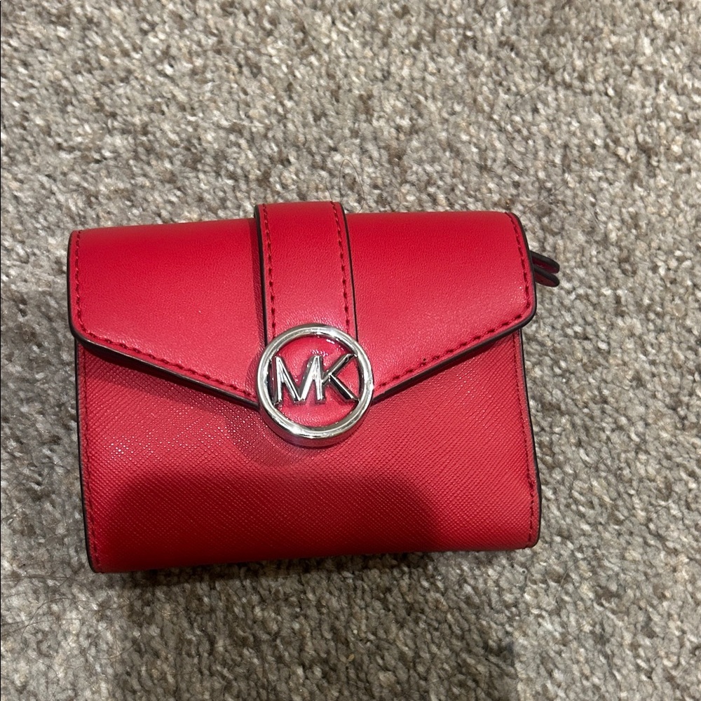 Michael Kors Red Wallet with Silver Logo